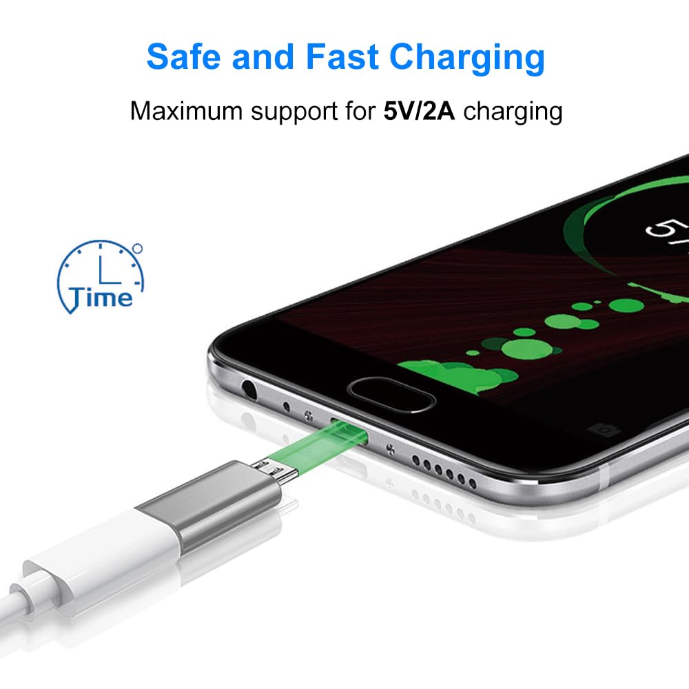 Adattatore USB C a Micro USB, Maschio a USB Tipo C Femmina Compatibile con Samsung Galaxy, Android, Tablet (Grigio)