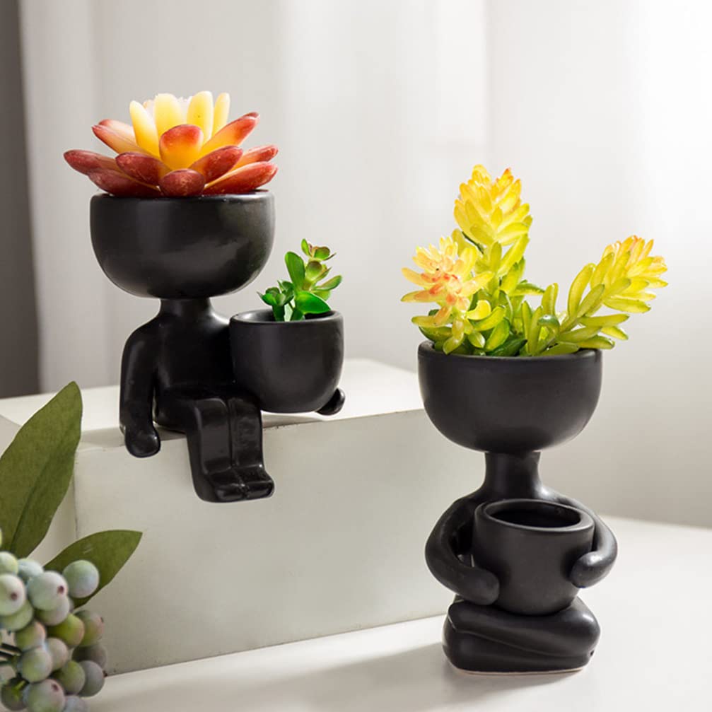 KORVEA Lot De 5 Plantes Succulentes Artificielles Dans Des Pots En