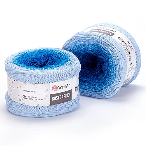 Image of Yarn Art Flowers Rosegarden 100% Cotton 250gr 8.80 oz 1094yds Multicolor Cotton Yarn Rainbow Crochet Yarn Spring Summer (316)