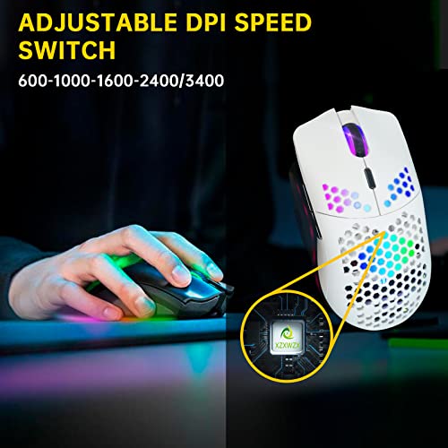 Draadloze gamingmuis met honingraatstructuur, 11 achtergrondverlichting, RGB chroom, 3.400 dpi, 6 geprogrammeerde… - Afbeelding 7