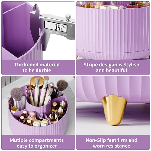 Image of fanado 360 Rotate Makeup Brush Holder Organizer, Makeup Organizers Countertop, Makeup organization and Skincare Storage for Vanity, Desktop, Bathroom (Purple)