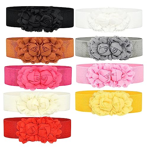 Women's 2 Packs Elastic Corset Waist Belts Stretch Wide Double Rose-Flower for Wedding Dresses2