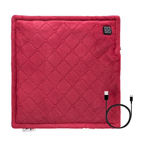 グラフェンのUSB発熱座布団 ,ホットマット ,移動可能3段階温度調整電気カパッド,クッション,洗濯可能RED