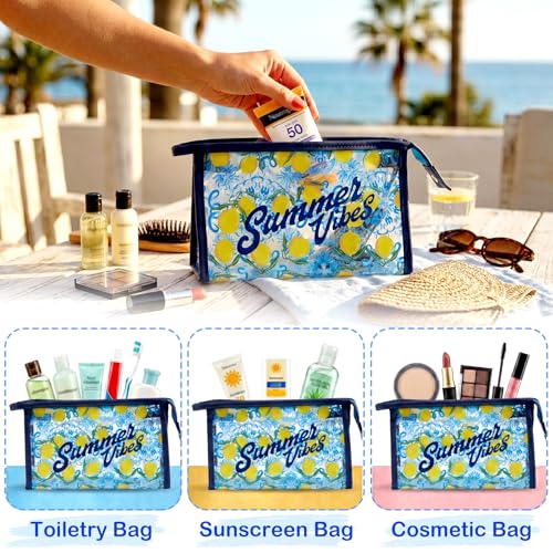 Image of COSHAYSOO Sunscreen Bag Clear Makeup Toiletry Pouch Beach Vacation Essentials for Women Teen Girls Trip Gifts Summer Pool Travel Must Have Accessories Waterproof Stuff