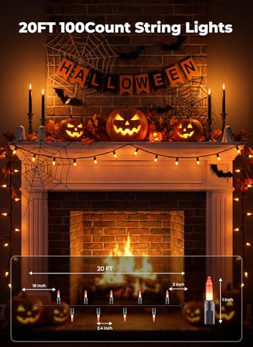 Image of Minetom 100-count 25Ft.Yellow & Orange Candy Corn Incandescent Mini Halloween String Lights for Outdoor & Indoor Halloween Decoration, Waterproof & Connectable