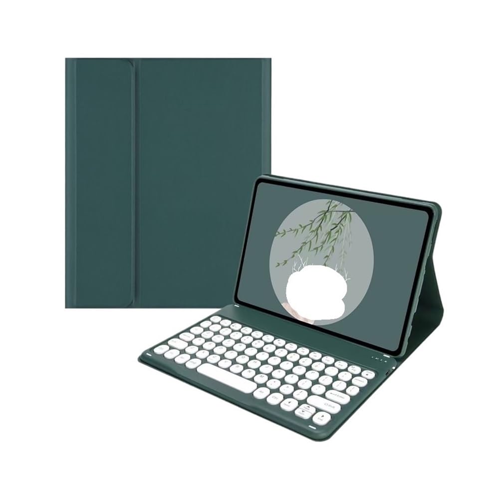 Funda de cuero con teclado para Xiaomi 8 y 7 Pro de 11,2 pulgadas en color verde oscuro 7