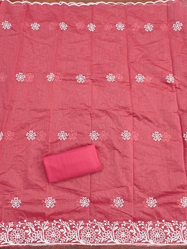 Image of Women's Heavy Cotton Embroidery Panel Work Unstitched Salwar Suit Dress Material With Cotton Work Dupatta