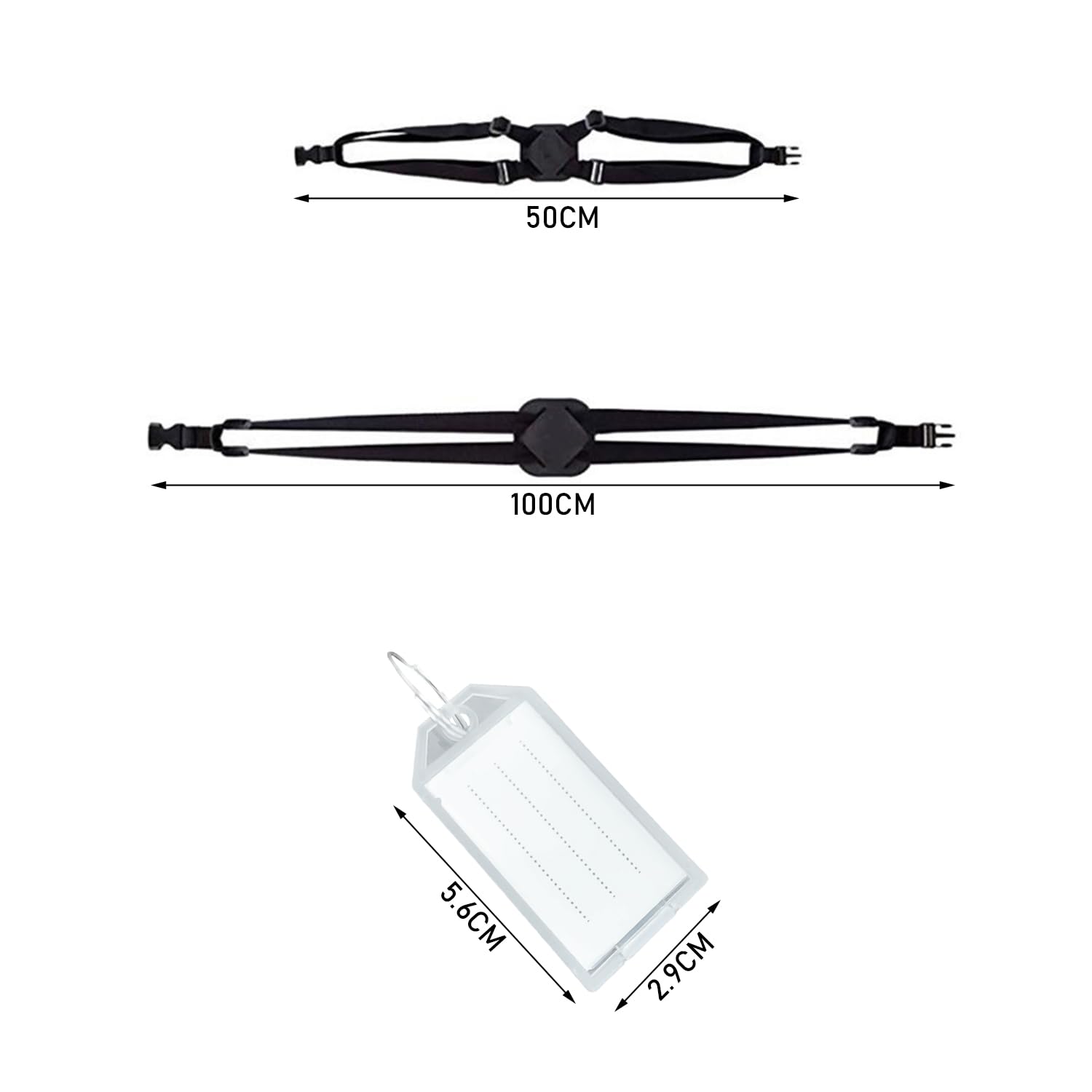 Image secondaire de 1 Morceau de Sangle de Reliure, 2 Morceaux d'étiquettes, Bande élastique réglable, Bande élastique de Valise, Accessoires de Voyage