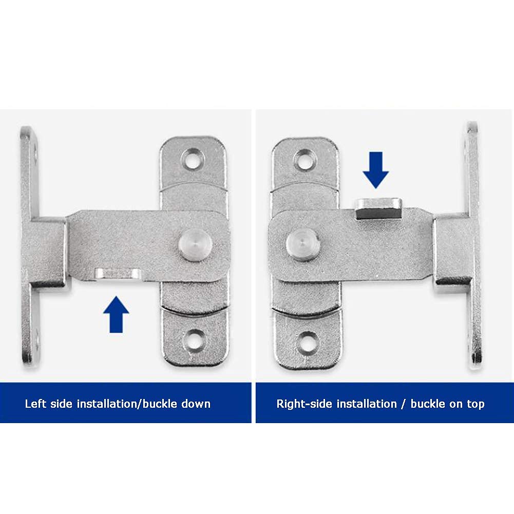 Türschloss, Türriegel-Schieberiegel, Schiebeschloss, 90-Grad-Edelstahl-Flip-Latch, rechtwinklig gebogene Türschnalle, schwere Schiebetürverriegelung, Sicherheits-Scheunentorschloss (Farbe: Silber)
