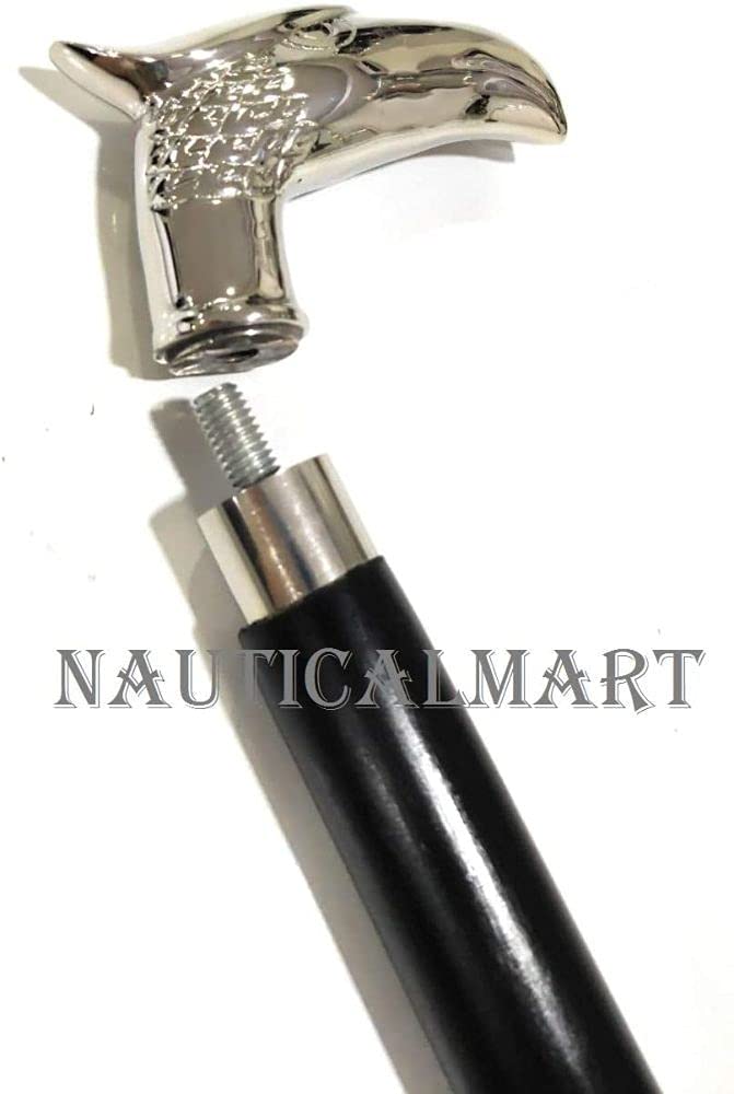 Sterling Silver Eagle Head Walking Stick for Men and Women