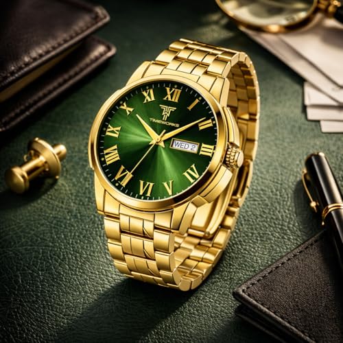 Image of TIMEWORKS Designer Golden Round Shape Day & Date Dial Men's & Boy's Analog Watch 417YYM16