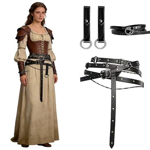 Cinturón Medieval Cuero, Cinturón Medieval de Piel Sintética de Cadena Metálica de Piel Sintética y Accesorios Ajustables, Pulsera y Cierre, para Disfraz, Uso Diario, Carnaval, Disfraz (negro) | Ya disponible en tu tienda friki favorita! En mundofriki.es! Cinturón Medieval Cuero, Cinturón Medieval de Piel Sintética de Cadena Metálica de Piel Sintética y Accesorios Ajustables, Pulsera y Cierre, para Disfraz, Uso Diario, Carnaval, Disfraz (negro) | Ya disponible en tu tienda friki favorita! En mundofriki.es!