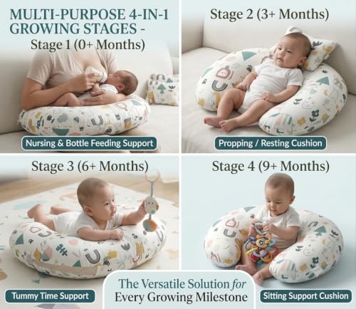 Image of Proliva Feeding Pillow for New Born Baby with Detachable Cover Breast Feeding & Maternity Nursing Pillow for Breastfeeding Support for Baby Feeding Pillow for Mom