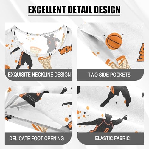 ALAZA Shooting Basketball Cartoon Pajamas Set Short Sleeve Cotton Sleepwear Summer Pjs 2 Piece 5-14Y4