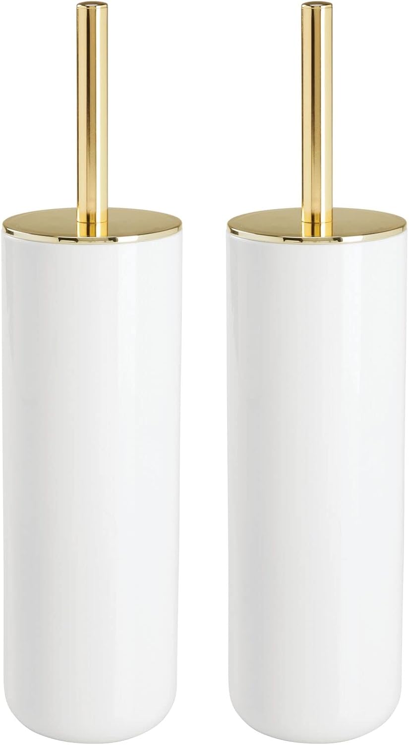 mDesign Compact Freestanding Plastic Toilet Bowl Brush and Holder for