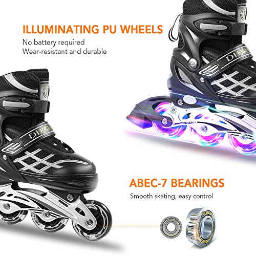 Lixada Inliner Skates für Kinder/Jungen/Mädchen, Einstellbare beleuchtende Bequeme Inline-Skates...