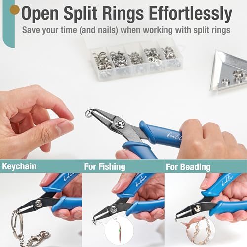 Image of Beaditive Split Ring Pliers for Jewelry Making & Beading, High-Carbon Steel, 5-Inch