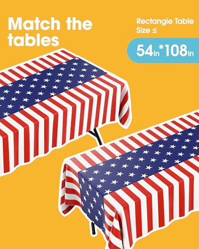 Image of Niuara American Flag Tablecloth - 4 Pack 54 inch x 108 inch Disposable Patriotic Tablecloths for 6FT Tables, 4th of July Decorations, Independence Day & Memorial Day Party Supplies