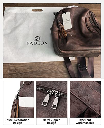 Fadeon Small Backpack Purse For Women, Leather Handbags Designer Cute Roomly Ladies Shoulder Bag With Tassel #TOP5