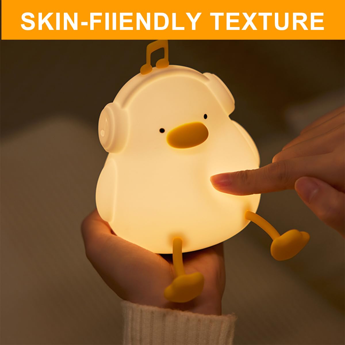 Luz nocturna de pato, luz nocturna de silicona blanda para guardería de bebé con temporizador de 30 minutos, bonita lámpara de cabecera recargable con control táctil para dormitorios de