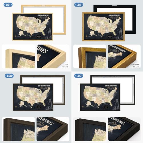 Image of IPIC Personalized Vintage Framed USA Map Pin Board, Image Size 42x28 in