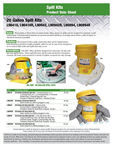 Image of Oil-Dri L90894R 20 gallon Hazardous Material Spill Kit Refill Pak