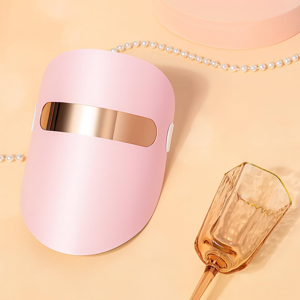 ENLIWISH LED Face Mask Light Therapy 3 Color Settings LED Mask Light Therapy - Anti Aging Red light - Skin Rejuvenation & Wrinkle Reduction - Soft & Lightweight - Portable Plug-In Model