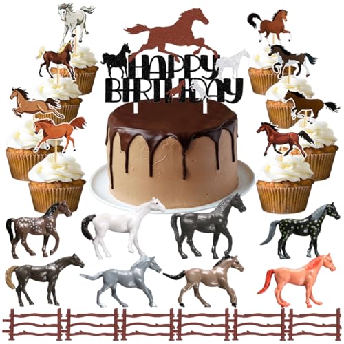 23 Stück Pferde Tortendeko, Geburtstag Cake Toppers Pferde, Cupcake Topper Pferde, Pferd Muffin...