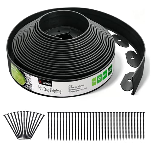 A ANLEOLIFE 60FT Plastic Landscape Edging, 2' Tall...