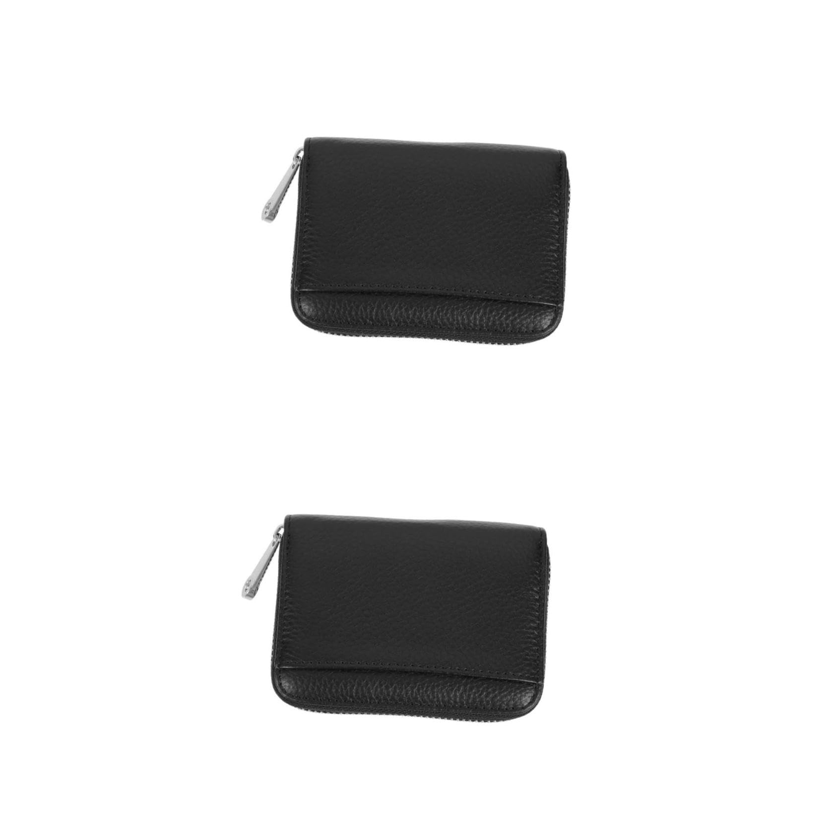 GALPADA 2 Pz titolare della carta portafoglio di carte portafoglio portatile tasca portamonete uffizi bustine carte portafoglio in pelle di vacchetta tarjeteros de mujer Pelle bovina Black