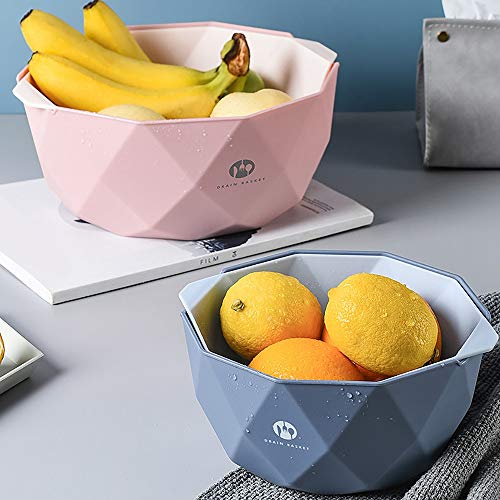 CESUO Kitchen Colander Bowl Pasta Strainer Bowl, Fruit and Vegetable Colander, Double Layered Drain Basin and Basket… - Afbeelding 5