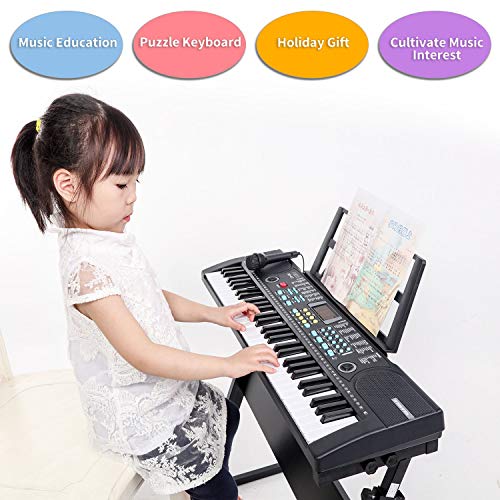 Hricane Clavier électronique 61 touches pour enfants, l’instrument de piano électronique portable pour débutant avec microphone, pupitre, autocollant (noir) - Les Beatles, Paul McCartney, John Lennon, RIngo Starr, George Harrison Hricane Clavier électronique 61 touches pour enfants, l'instrument de piano électronique portable pour débutant avec microphone, pupitre, autocollant (noir) – Image 3