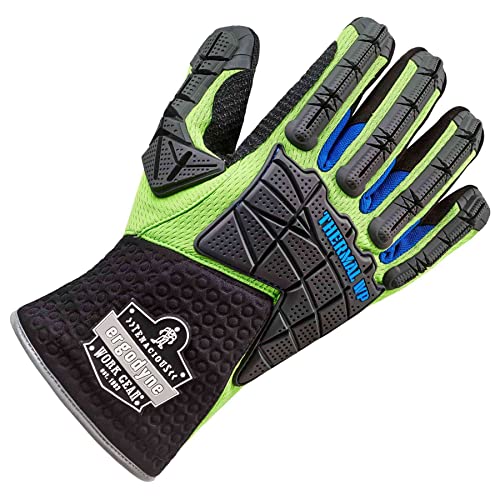 Ergodyne ProFlex 925WP Thermal Waterproof Work Gloves with Back Hand Protection, X-Large, Lime