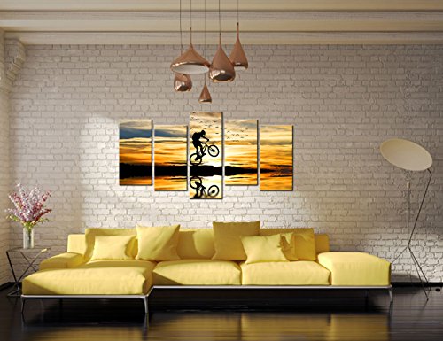 Mountain Bike Racing Canvas Wall Art Bike Jump Poster Giclee Prints Extreme Sports Pictures Modern Sunset Painting Framed Landscape Artwork #TOP3