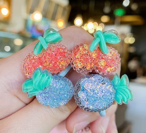 Hair Ties, Headwear, 8 Pieces Cute Fruit Pattern Sparkly Crystal Tight Hair Band Hair Accessories For Girls Kids Teens #TOP4