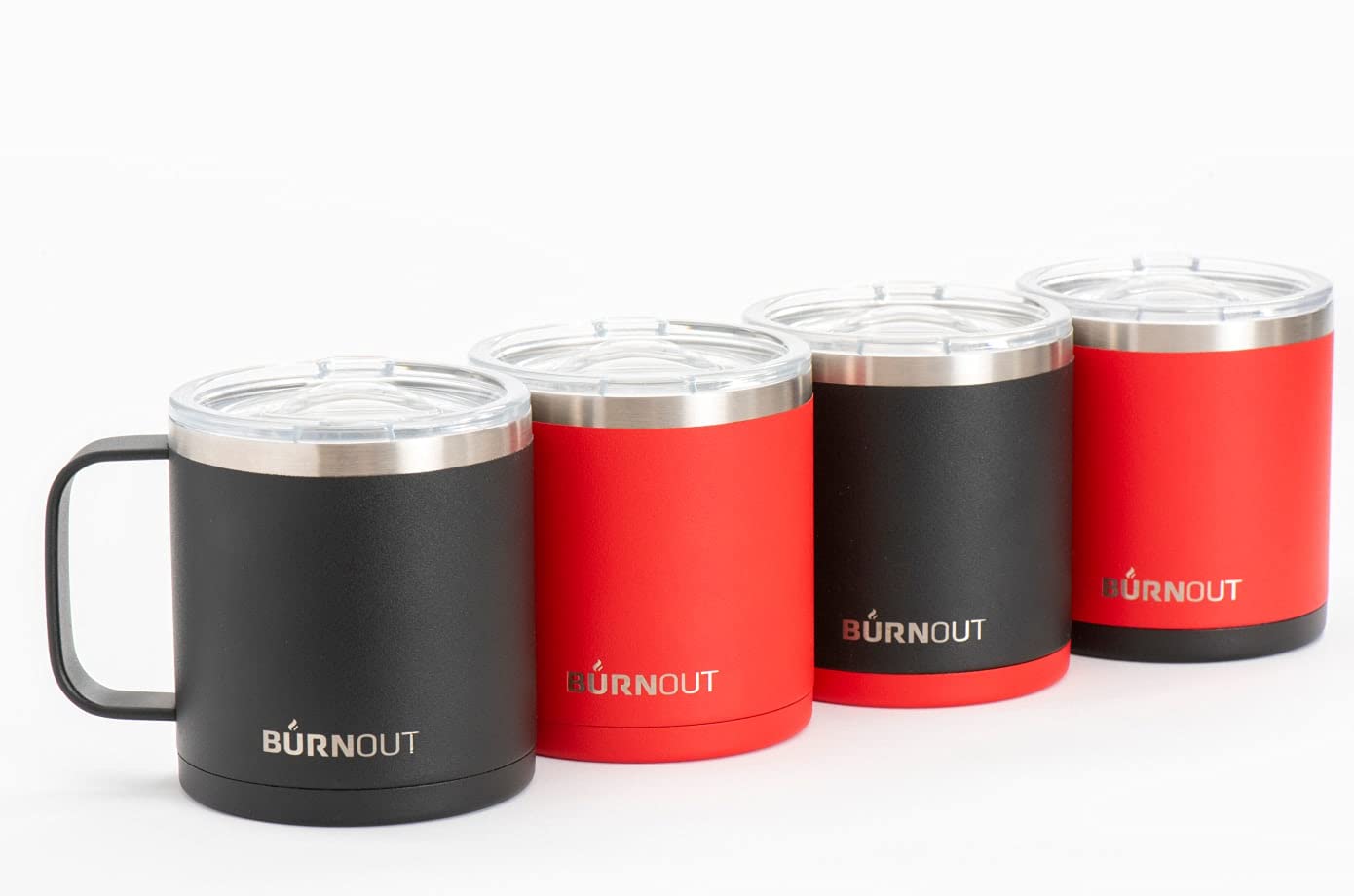 BurnOut 2.0 Taza instantánea con control de temperatura (14 onzas, negro con rojo)