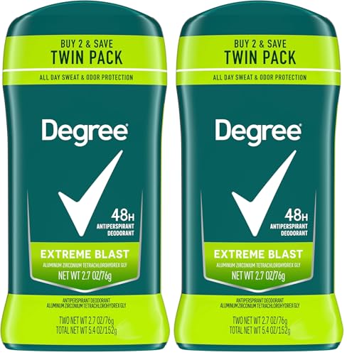 Degree Men Original Protection Antiperspirant Deodorant Extreme Blast Twin Pack 48-Hour Sweat and Odor Protection Antiperspirant For Men 2.7 oz (Pack of 2)