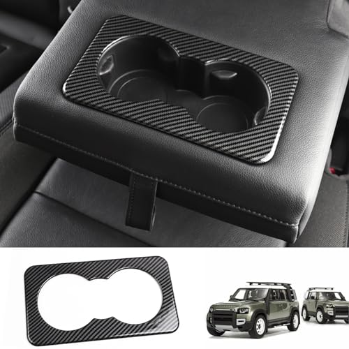 MUMAREN ランドローバーディフェンダー 2020-2024 90/110専用 車用インテリアパネル リアカップホルダートリム 保護パーツ 簡単取付 傷防止 おしゃれ ディフェンダー カスタムパーツ アクセサリー (カーボンファイバー)