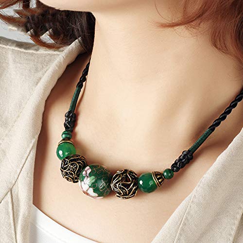 Natural Cloisonne Clavicle Chain Agate Necklace #TOP3