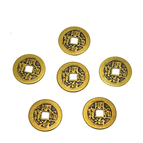 6pcs/Set Brass Chinese Feng Shui I Ching Divination Coins for Success Dia 1.1“ W Fengshuisale Bag Y-1055 Cover