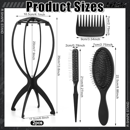 ProSuites 2 Pack Wig Head Stand with 3 PCS Wig Brush Comb, Travel Wig Holder Comb Set for for Women Multiple Wigs