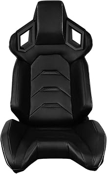 FREEMOTOR802 Universal Reclining Racing Seat Driver Side, PU, Black 07
