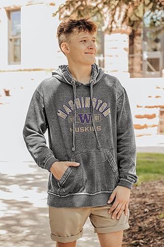Washington Huskies NCAA Officially Licensed Hooded Sweatshirt Burnout Smoke Signal, Large