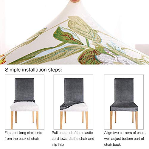Searchi Dining Room Chair Covers Slipcovers Set Of 6, Spandex Super Fit Stretch Removable Washable Kitchen Parsons Chair Covers Protector For Dining Room,Hotel,Ceremony,Beige+Flowers #TOP2