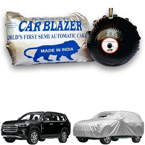 Image of CARBLAZER Portable & Semi-Automatic Full Body Car Covers: Heavy Duty Device| Anti-Theft| Dust & Scratch Proof | Water & Wind Resistant|Custom Fit| Dual-Side Cover, Compatible for MG Gloster