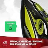 MPM MZE-04/C Żelazko Parowe ze Stopą Ceramiczną, Funkcji Vertiacal Ironic, Regulacja Mocy Pary i Temperatury, 330ml pojemnik, System ANTI-DRIP, Samooczyszczenia, Czarno i zielony, 2800W