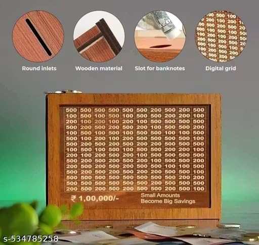 Image of 50,000 Savings Challenge Wooden Money Frame | Money Saving Box with Tracker | Motivational Piggy Bank for Home & Office Design 01