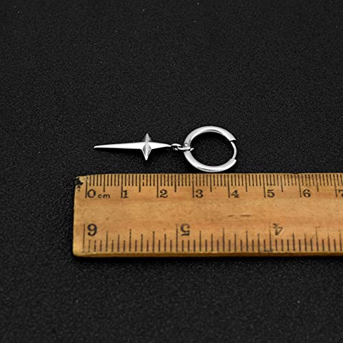 Punk Cross Star Dangle Drop Huggie Small Hoop Earrings for Men Women Stainless Steel Hypoallergenic Minimalist Personalized Simple Sleeper Hinged Hoops Dangling Hanging Hip Hop Lightweight Piercing Fashion Jewelry4