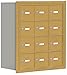 Salsbury Industries 19048-12GRK Cell Phone-4 Unit Recessed Mounted-Master Keyed Locks with 8-Inch Diameter Compartments, Gold