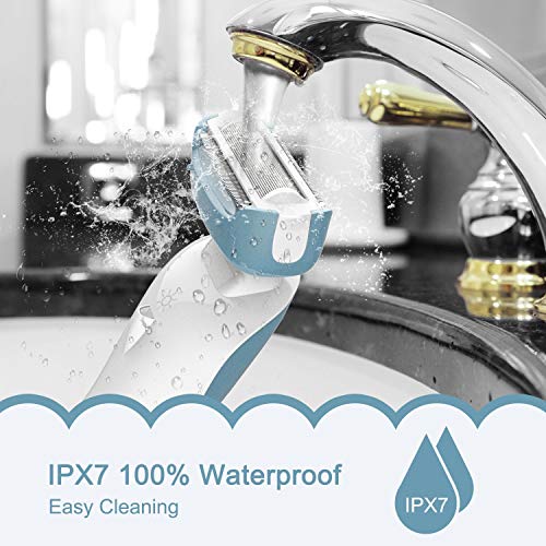 Brori Electric Razor For Women - Womens Shaver Bikini Trimmer Body Hair Removal For Legs And Underarms Rechargeable Wet And Dry Painless Cordless With Led Light, Blue #TOP5